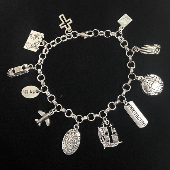 Saint Christopher Charm Bracelet Travelers Religious Catholic Christiani… - Picture 3 of 10